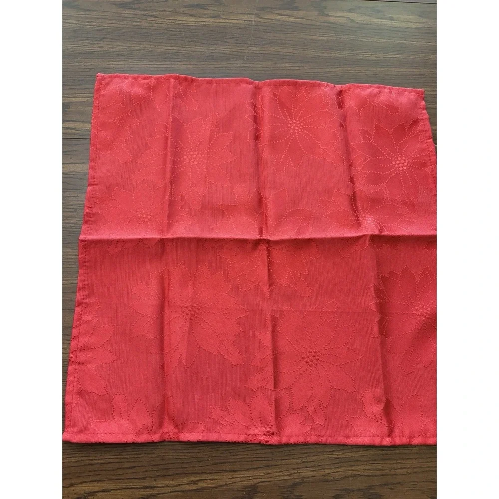 Red Poinsettia Jacquard Cloth Napkins Set Of 2 Red Christmas‎ Holiday Dining